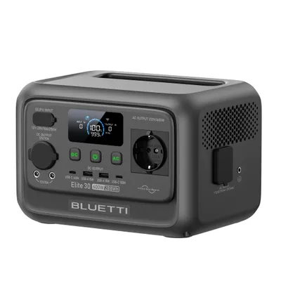 Zdjęcie produktu dla Bluetti Elite 30 V2, Litowo-żelazowo-fosforanowy (LiFePO4), 18000 mAh, Prąd przemienny, Słoneczny, Zapalniczka, 288 Wh, 600 W, 380 W