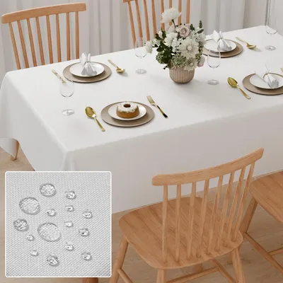 Obrázok produktu pre Obrus, 140x180 cm, vodeodolný, umývateľný, vonkajšie použitie, biely, obdĺžnikový