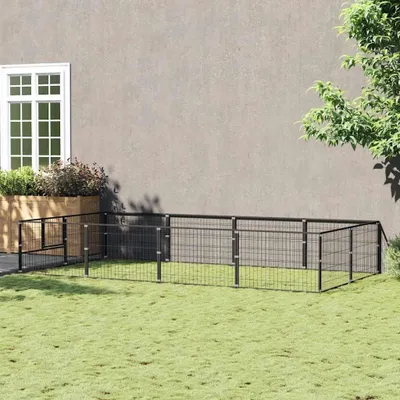 Obrázok produktu pre Klietka pre psov – preteky pre psov – bezpečné uloženie psa – skladacia konštrukcia z ocele – 400 x 200 x 70 cm – čierna