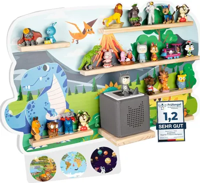 Produktbild von bunnyboo Toniebox Regal - für bis zu 45 Tonies - 2024 - Magnetisches Regal für Toniebox und Figuren - e Qualität - Für Jungen und Mädchen (Dino)
