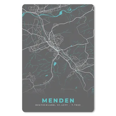 Obrázok produktu pre Podložka pod myš - Nemecko - Modrá - Menden - Mapa mesta - Mapa - Plán mapy - 18x27cm - Rohožka pod myš