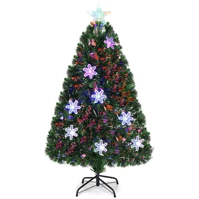A decorated artificial Christmas tree on a white background.