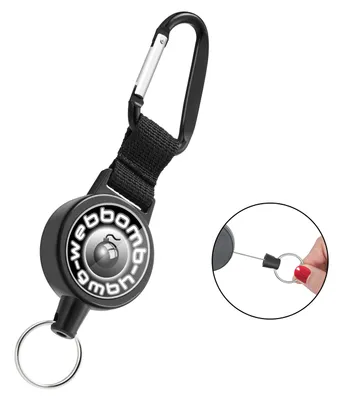 Produktbild von Ausweis Clip Halter Jojo Schlüsselband 70cm ausziehbar & Karabinerhaken Schlüsselanhänger Schlüsseljojo Schlüsselrolle Key chain Schlüssel Zipper