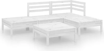 Produktbild von vidaXL 5-tlg. Garten-Lounge-Set Massivholz Kiefer Weiß