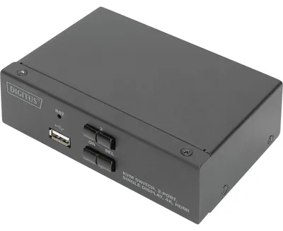 Produktbild von Digitus KVM-Switch, 2-Port, Single-Display, 4K, HDMI®, 3840 x 2160 Pixel, 4K Ultra HD