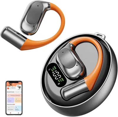 Image de 1x écouteur traducteur IA, traduction en temps réel, Bluetooth 5.4, son surround, indicateur de batterie LED,139 langues, pour réunions, voyages & sports