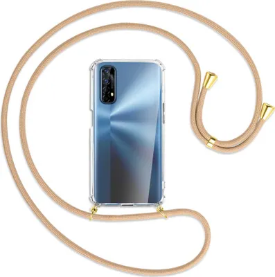 Produktbild von Handykette Backcover-Schutzhülle mit Band (Metall goldfarben) für Realme 7 (RMX2151) - beige