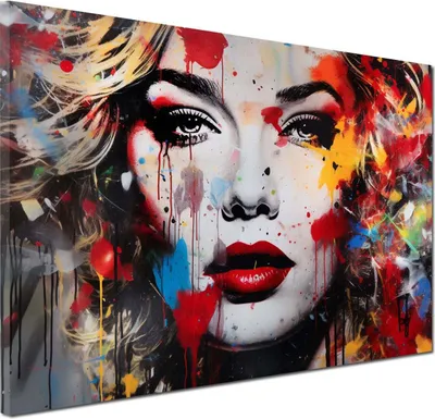 Produktbild von Marilyn Pop Art Wandbild Leinwandbild Kunstdruck XL Deko: 90x60x4cm