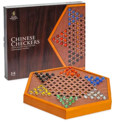 Productafbeelding van Chinees damspel - Houten bord met lades en 60 glazen knikkers