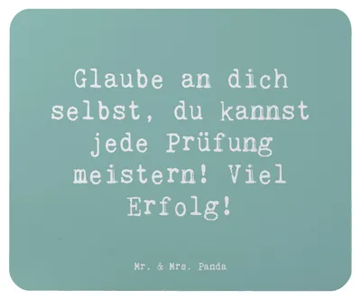 Produktbild von Mr. & Mrs. Panda Mauspad Spruch Prüfungen bestehen - Meeresbrise - Geschenk, Ermutigung, Mutmacher, Glaube an dich selbst, Mouse Pad, Zuversicht, Erfolg, computermatte