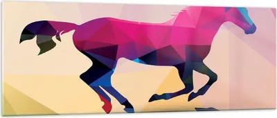 Produktbild von Bilder auf glas - Pferd Tiere Geometrie Diamant - 140x50cm - Glasbilder - Wandbilder - Kunstdruck - zum Aufhängen bereit - Wanddekoration aus Glas - Glas Bilder - Wandbild auf Glas - GAB140x50-2803
