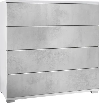 Produktbild von Vladon Kommode Pavos V3, Sideboard mit 4 Schubladen Weiß matt/Beton Oxid Optik (76 x 76 x 35 cm)