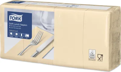 Produktbild von Tork Soft Lunchservietten Sand 1/8-Falz | Karton (10 Packungen)