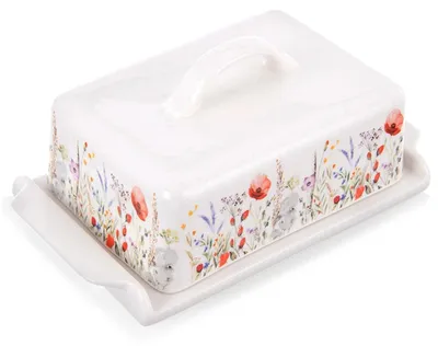 Produktbild von Porzellan-Butterdose mit Deckel, weiß, 20 x 11,5 cm