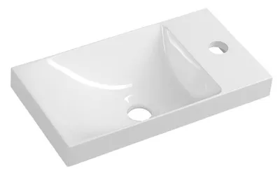 Produktbild von Sapho AGOS Gussmarmor-Waschtisch ohne Überlauf 40x22cm, Weiß, links/rechts