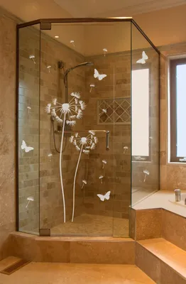 Produktbild von Duschkabinen Aufkleber Set mit Pusteblumen Glasdekorfolie