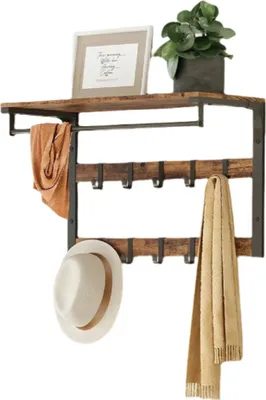 Zdjęcie produktu dla Wieszak na ubrania z półką – zdejmowane haczyki – oszczędza miejsce – 65 x 30 x 42 cm