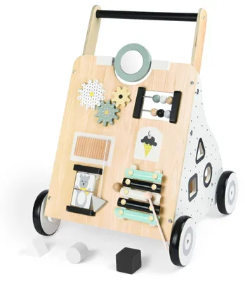 Imagen del producto de Carrito de paseo y centro de actividades de madera 2 en 1 para bebés