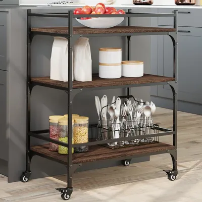 Produktbild von Küchenwagen Braun Eichen-Optik 65x40x86,5 cm Holzwerkstoff - Servierwagen 842400