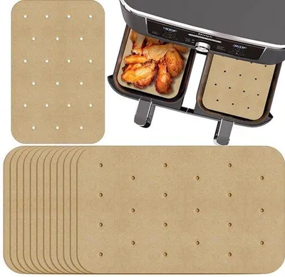 Produktbild von Bakpapier für Dual-Zone-Airfryer, rechteckig, 20,5 x 14 cm, 100 Stück