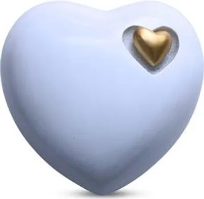 Obrázek produktu pro Luxe As-Urne 0,85 litru White Heart – elegantní urna ve tvaru srdce z vysoce kvalitního hliníku pro lidi a domácí mazlíčky