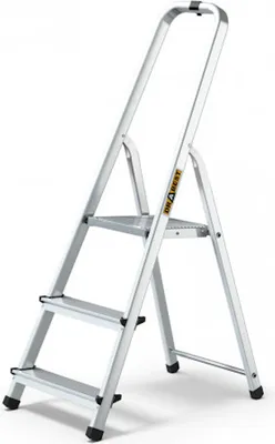 Produktbild von Drabest | Leiter - Haushaltsleiter - Aluminiumleiter - 3-stufig - Leicht und kompakt - Rutschfeste Stufen - Mit Werkzeugablage - Tragkraft 125 kg
