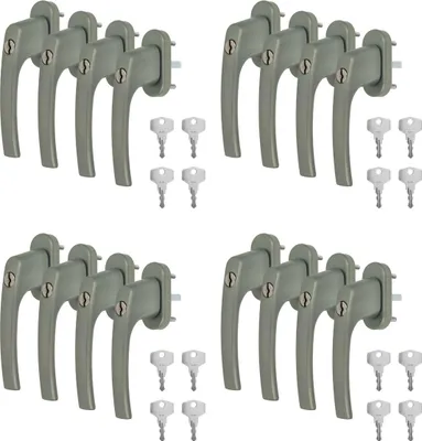 Produktbild von 16 x Alu Fenstergriff in Dunkelsilber F9 abschließbar - Stiftlänge 35mm