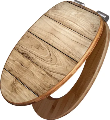 Produktbild von banjado Design WC Sitz Bambus Absenkautomatik -Holzplanken - Toilettendeckel mit Absenkautomatik Holz/hochwertiger Bambus Klodeckel/WC-Sitz für alle gängigen Toiletten [TDB2 11546]