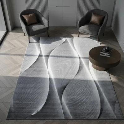 Produktbild von Designteppich Farbverlauf Pflegeleicht Waschbar Strapazierfähig | Schwarz 160x230 cm Wohnzimmer Schlafzimmer Gekettelt | DRAU – Kadima Design