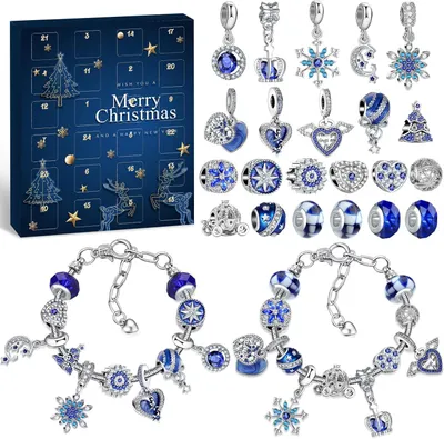 Produktbild von Adventskalender 2025 Mädchen Schmuck, Frauen Weihnachtskalender Füllung Charms Armband Teenager kinder Schmuck Bastelset, Damen Weihnachts Geschenk