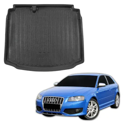Produktbild von SCOUTT | Kofferraumwanne Laderaumwanne Kompatibel mit Audi A3 8P Hatchback 2003-2012, mit Hoher Rand, Kofferraum-Schutzmatte, Geriffelt, Aufrollbar, Schwarz