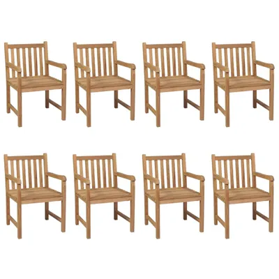 Produktbild von The Living Store Gartenstühle 8 Stk. mit Beigen Kissen Massivholz Teak
