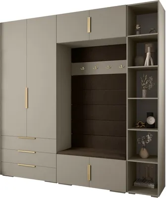 Produktbild von MEBLE KRYSPOL Inova 1 Möbelset Garderobe, 236,7x240x47cm - Kaschmir, Manila 04, Gold