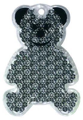 Produktbild von Sicherheitsreflektor Bär Transparent mit Öse und Schnur für Rucksack und Kleidung