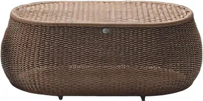 Image de Table basse brune de luxe Mobilier haut de gamme Moderne Terrasse Design Rotin Ovale