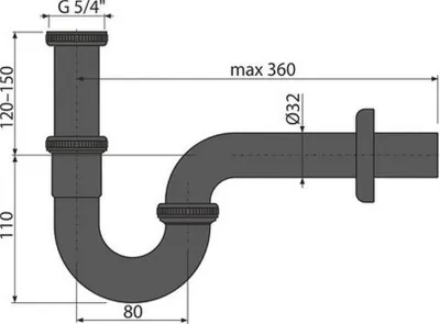 Produktbild von Röhrensiphon schwarz matt 1 1/4";Röhrensiphon schwarz matt 1 1/4""