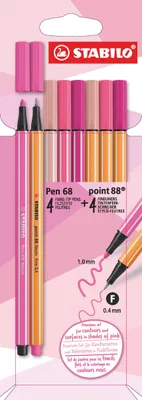 Obrázek produktu pro STABILO D/87-3576 Fineliner a plstěná pera - hrot 88® + pero 68 - 8 balení - odstíny růžové