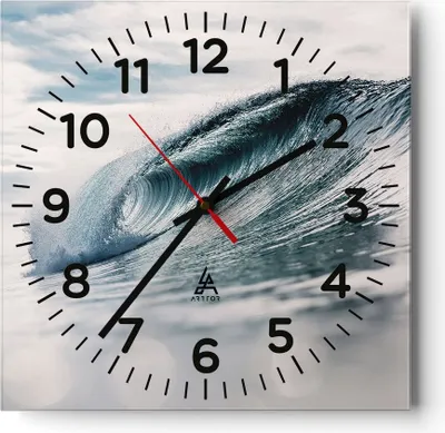 Produktbild von Wanduhr - Quadrat - Glasuhr - Welle Meer Ozean - 40x40cm - Schleichendes Uhrwerk - Lautlos - zum Aufhängen bereit - Dekoration Modern - Wanddekoration aus Glas - C4AC40x40-4516