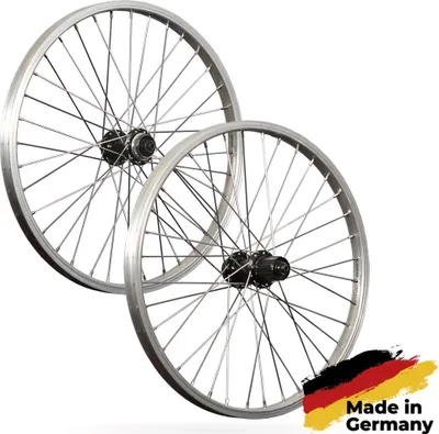 Produktbild von 20 Zoll Laufradsatz Büchel Aluminiumfelge Shimano Cues QC300 Disc 7-11 fach silber
