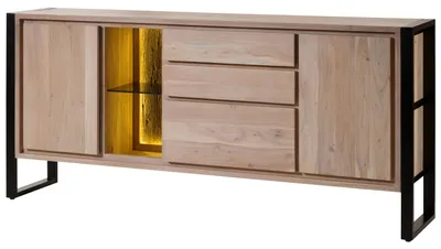 Immagine prodotto di MASSIVMOEBEL24 | Credenza in legno di acacia / legno riciclato 200x40x90 laccato naturale DENVER #112