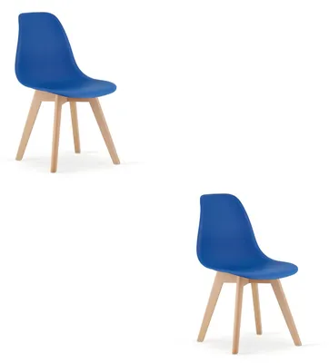 Imagen del producto de Silla reclinable - Leobert - Kito - Azul/Patas de madera natural - 46 x 54,5 x 80 cm - Juego de 2