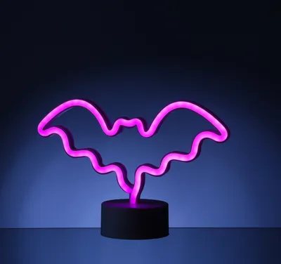 LED NEON Figur FLEDERMAUS - Dekoleuchte - H- 17cm - Batterie oder USB Betrieb - stehend - pink