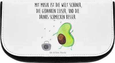 Produktbild von Mr. & Mrs. Panda Kulturbeutel Avocado Tanzen - Weiß - Geschenk, kosmetiktäschchen, Party, Singen, Make-up Täschchen, Necessaire, Waschbeutel, Urlaub, Musik