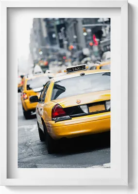 Produktbild von New Yorker Taxis im Großstadtstau– Wandbild mit Rahmen – Gerahmtes Bild  – Wanddekoration – 40x60 cm – Weiß