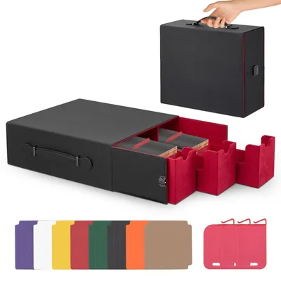Image de Boîte de rangement pour cartes à collectionner/TCG - Boîte à cartes - Capacité : plus de 2 400 cartes - Tissu non tissé - Réutilisable - Noir