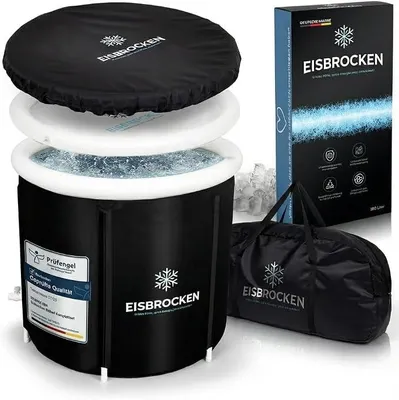 Produktbild von Das Original Eisbaden Tonne, Faltbare Eistonne 80 cm Ø mit 5 Schicht Isolierung für Sport, Regeneration & Erholung, Indoor & Outdoor Eisbad