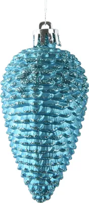 Produktbild von Christbaumschmuck Zapfen 8cm Kunststoff 6 Stück - Folkloreblau