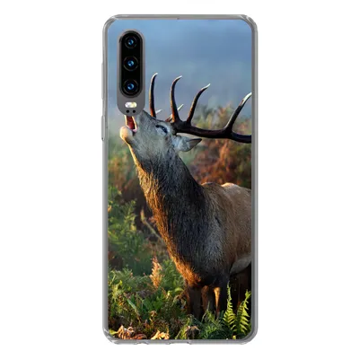 Produktbild von MuchoWow® Handyhülle Schutzhülle Hülle für Huawei P30 Hirsche - Wald - Nebel Silikon Softcase Handy Hülle - Kartenbesitzer