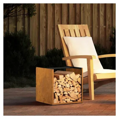 Produktbild von Holzregal, 40 x 40 x 40 cm, witterungsbeständiger Stahl, Lagerregal für Kaminholz