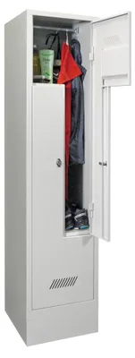 Produktbild von Z-Garderobenschrank, Sockel, Drehriegel, 2 Abteile, BxTxH 400x500x1850 mm, RAL 7035